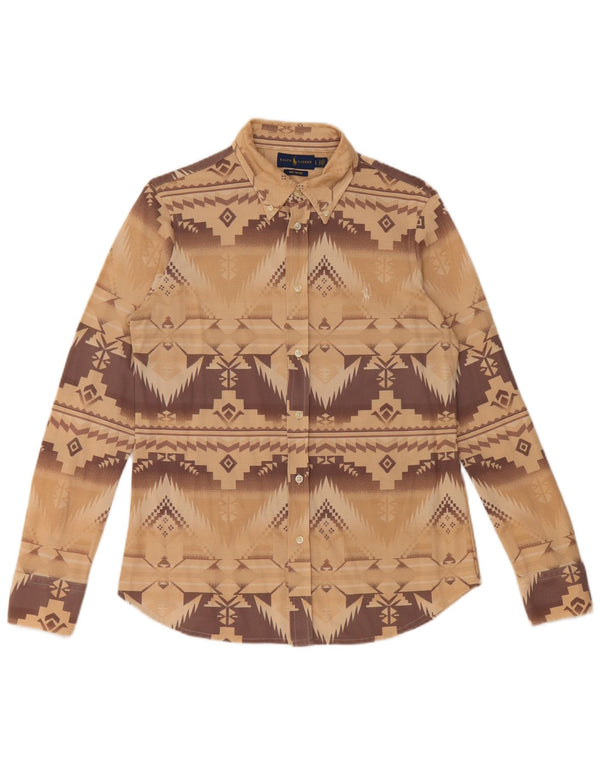 Ralph Lauren Damenhemd UK 14 Large Beige Geometrisch