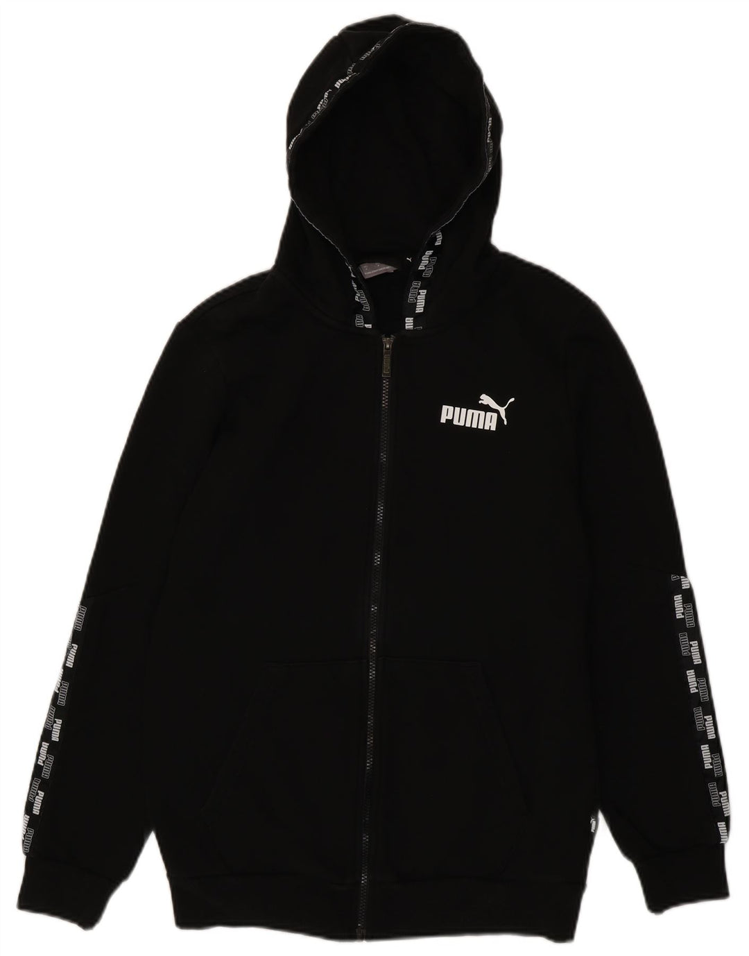 Puma Herren-Kapuzenpullover mit grafischem Reißverschluss, Größe S, schwarze Baumwolle
