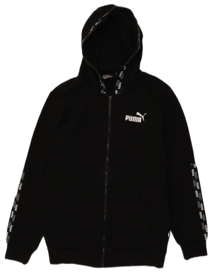 Puma Herren-Kapuzenpullover mit grafischem Reißverschluss, Größe S, schwarze Baumwolle