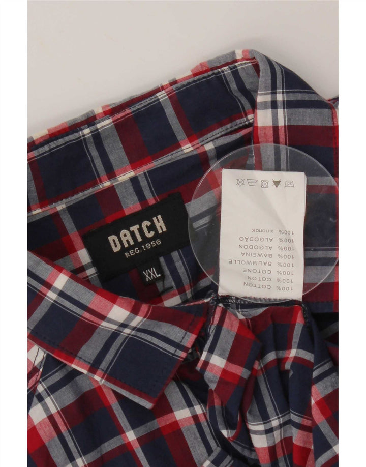 Datch Herren-Kurzarmhemd 2XL, marineblau, kariert, Baumwolle