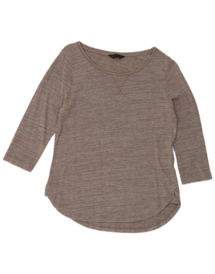 Marks & Spencer Damen-Top, 3/4-Ärmel, UK-Größe 10, Größe S, grau gefleckte Viskose