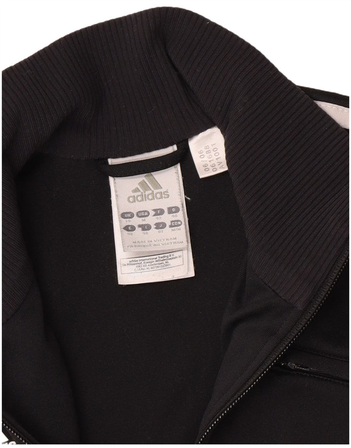 Adidas Damen Crop Trainingsanzug Top Jacke UK 14 Medium Schwarz Colourblock