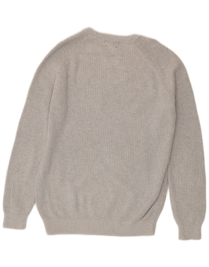 ZARA Herren-Pullover mit Rundhalsausschnitt, groß, graue Baumwolle