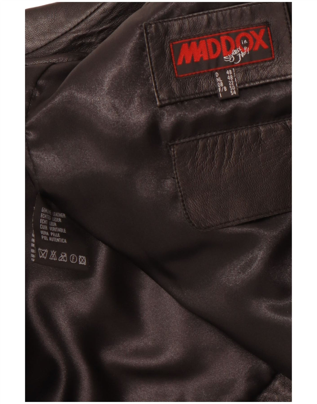 MADDOX Damen Lederjacke UK 22 3XL Schwarzes Leder