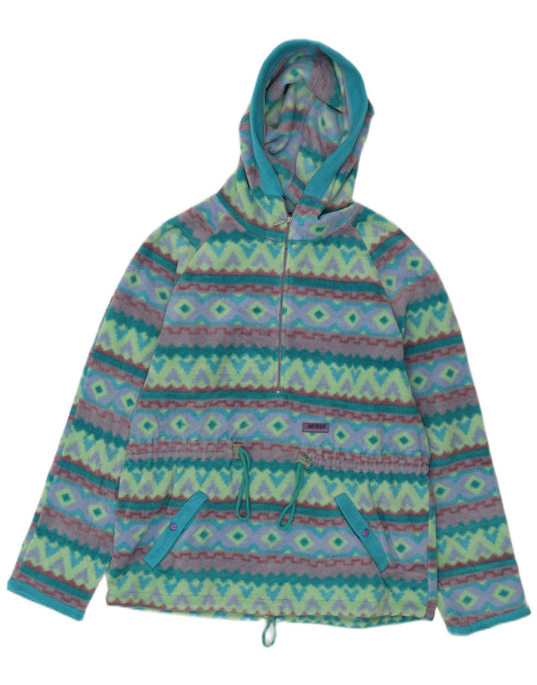 Polartec Damen-Fleecepullover mit Kapuze, UK 14, Mitteltürkis, geometrisch