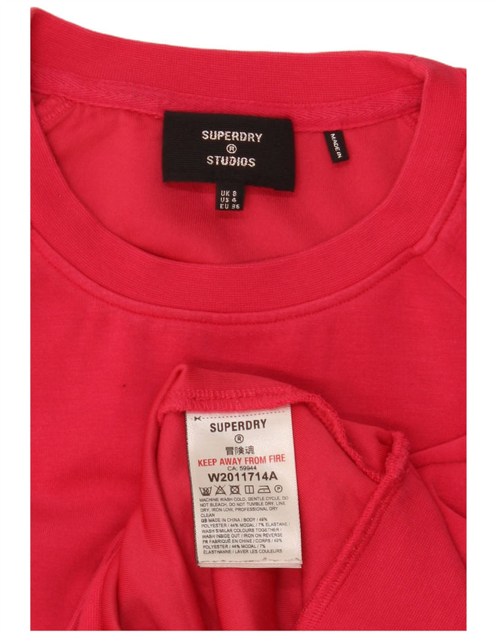 Superdry Damen Crop Oversized Sweatshirt Pullover UK 8 Small Rot Polyester