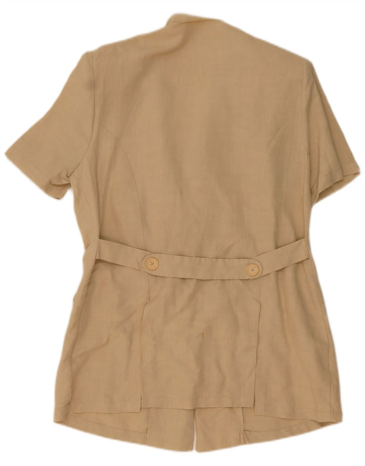 VINTAGE Damen Kurzarm-Blazerjacke mit 3 Knöpfen IT 46 Large Beige