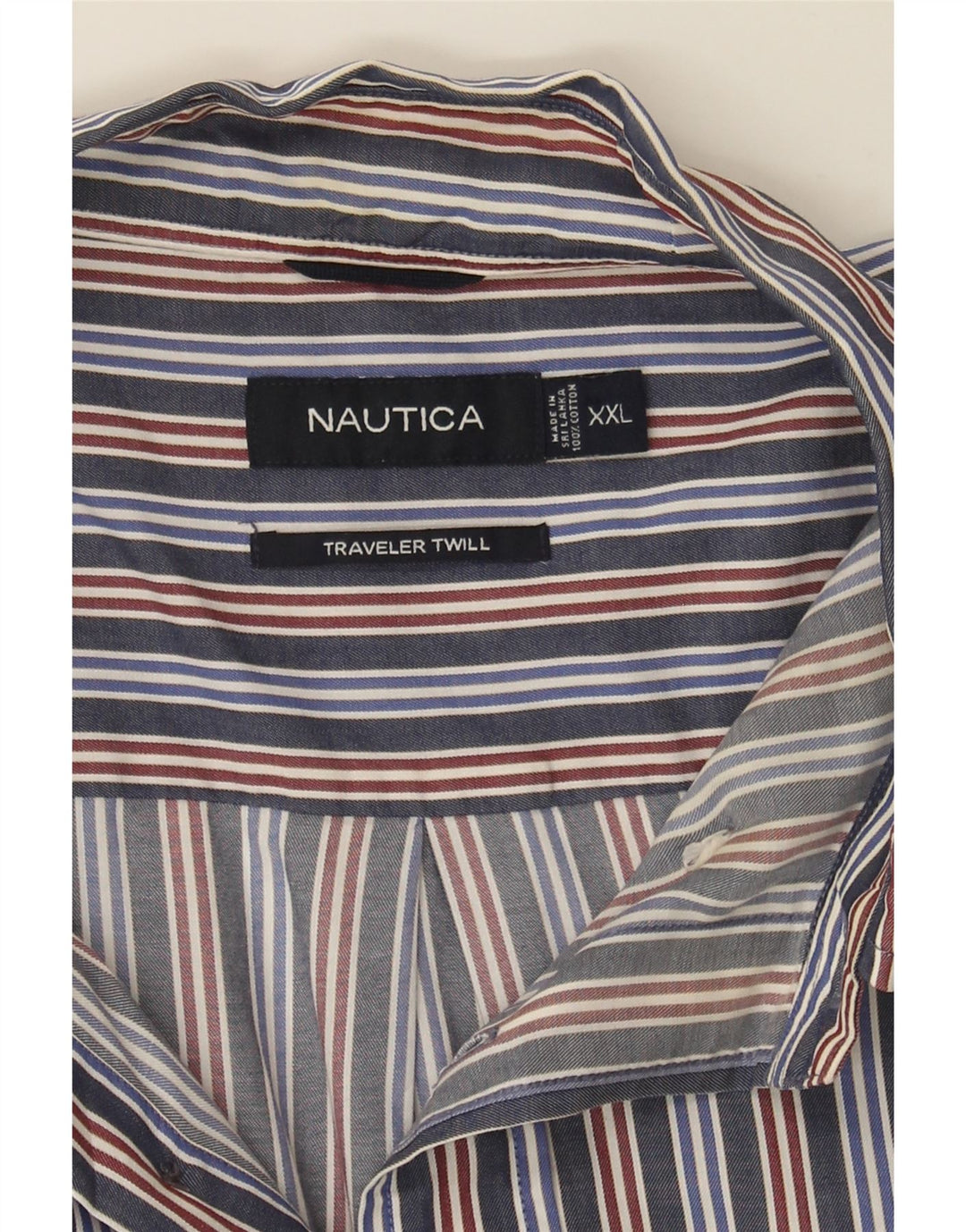 NAUTICA Mens Shirt 2XL Navy Blue Striped Cotton Vintage Nautica and Second-Hand Nautica from Messina Hembry 