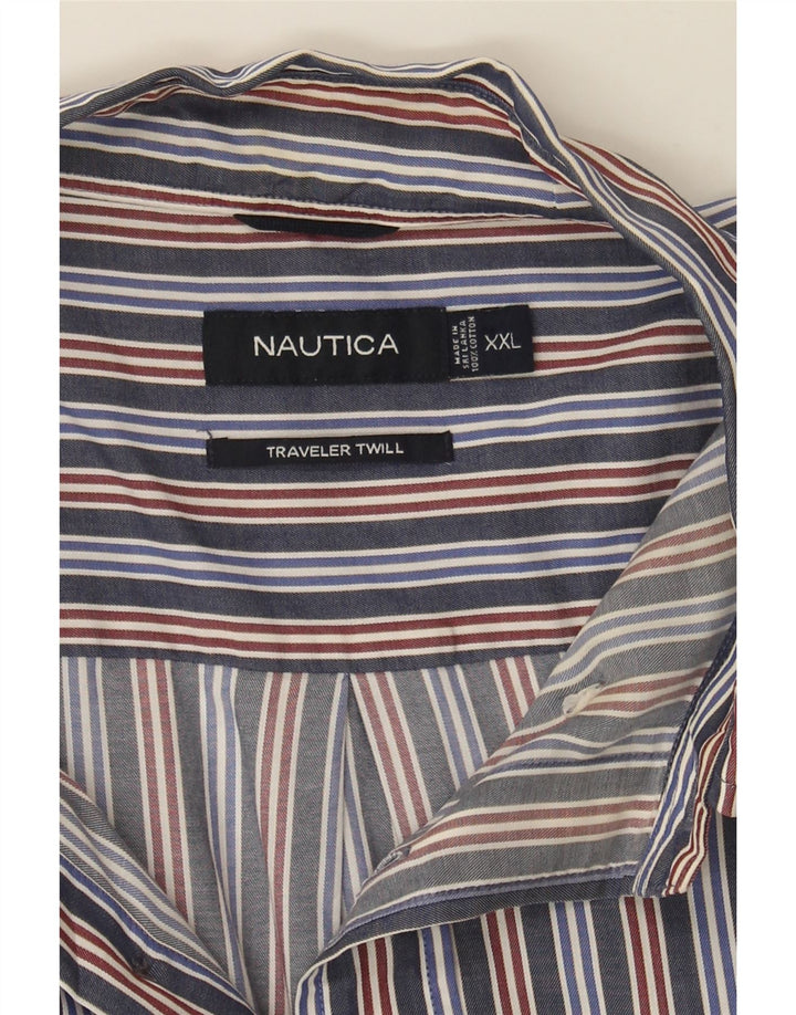NAUTICA Mens Shirt 2XL Navy Blue Striped Cotton Vintage Nautica and Second-Hand Nautica from Messina Hembry 