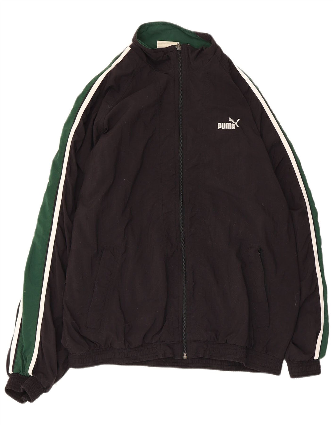 Puma Herren-Trainingsanzug-Top-Jacke, großes schwarzes Farbblock-Polyester