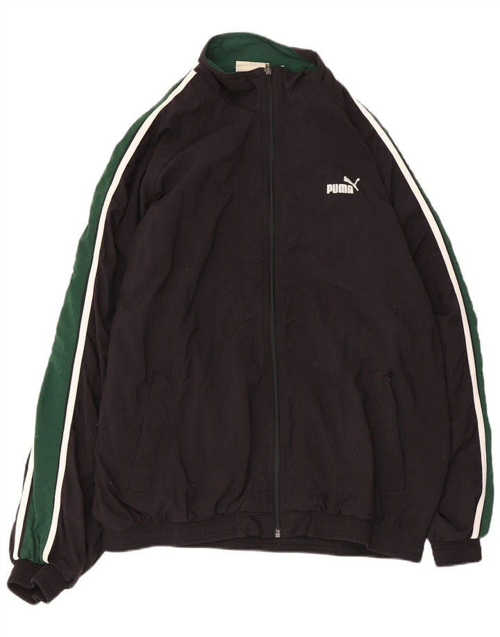 Puma Herren-Trainingsanzug-Top-Jacke, großes schwarzes Farbblock-Polyester
