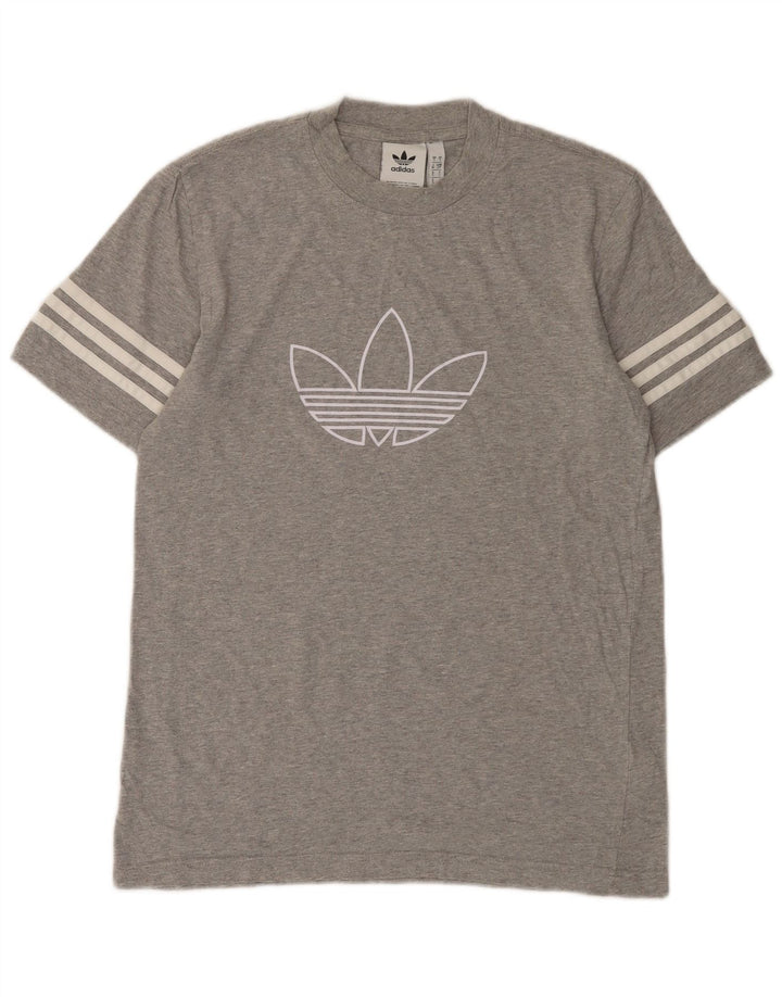 ADIDAS Herren-T-Shirt mit Grafik, Größe S, grau gefleckte Baumwolle
