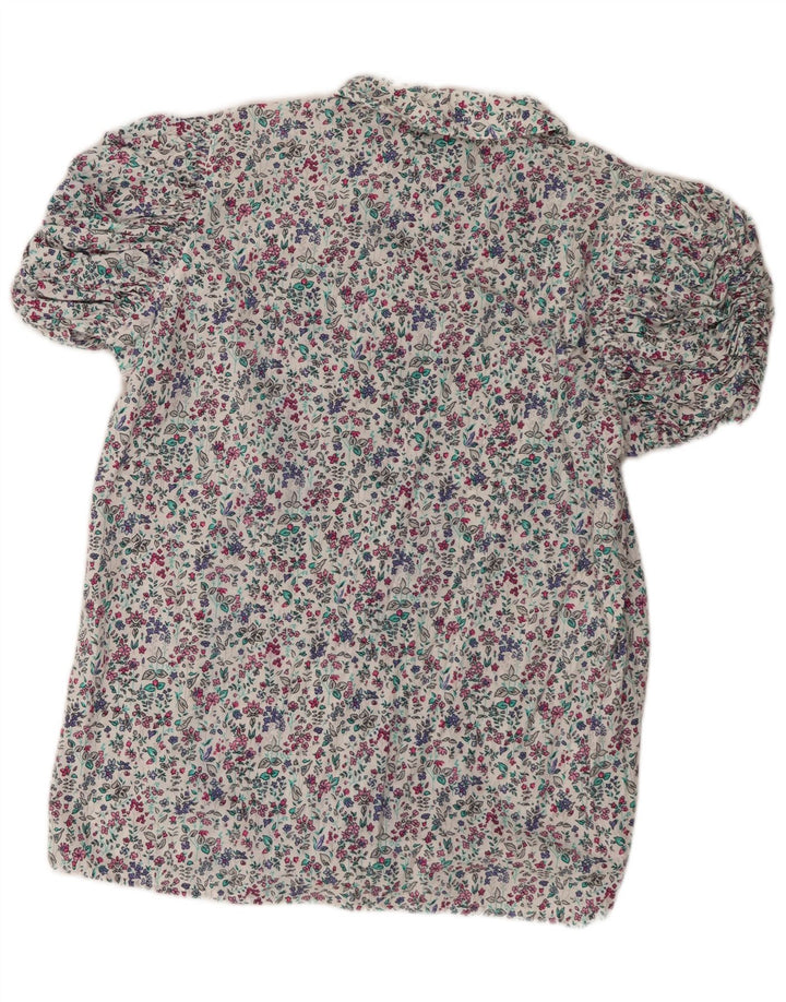 Nadine H Damen Kurzarm-Hemdbluse EU 38 Mittelweiß geblümt