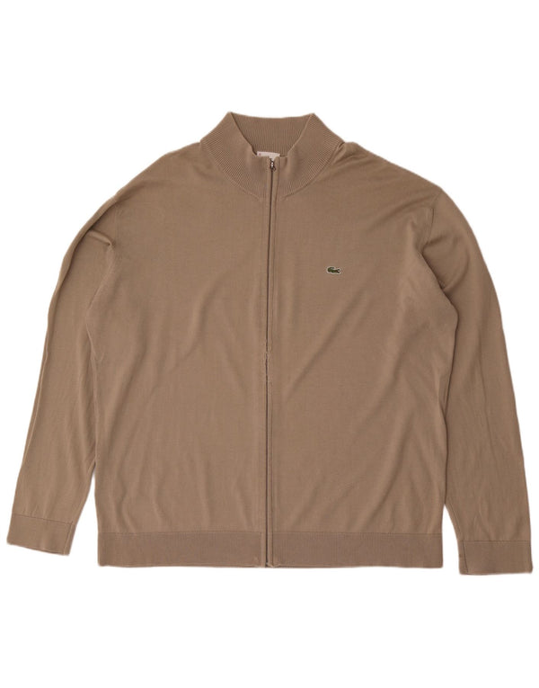 Lacoste Herren Strickjacke Pullover Größe 10 5XL Beige Baumwolle