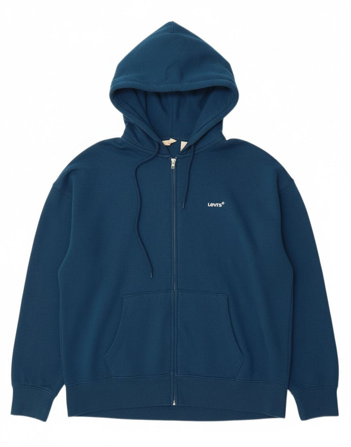 LEVI'S Mens Zip Hoodie Sweater Small Navy Blue Cotton