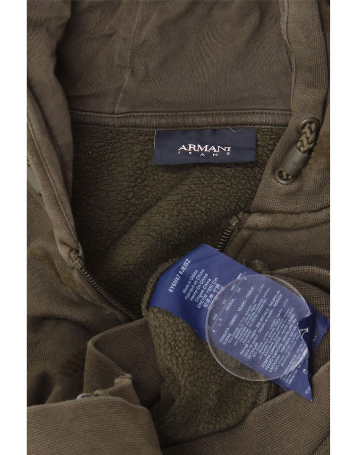 Armani Jeans Herren-Kapuzenpullover mit grafischem Reißverschluss, klein, Khaki, Baumwolle