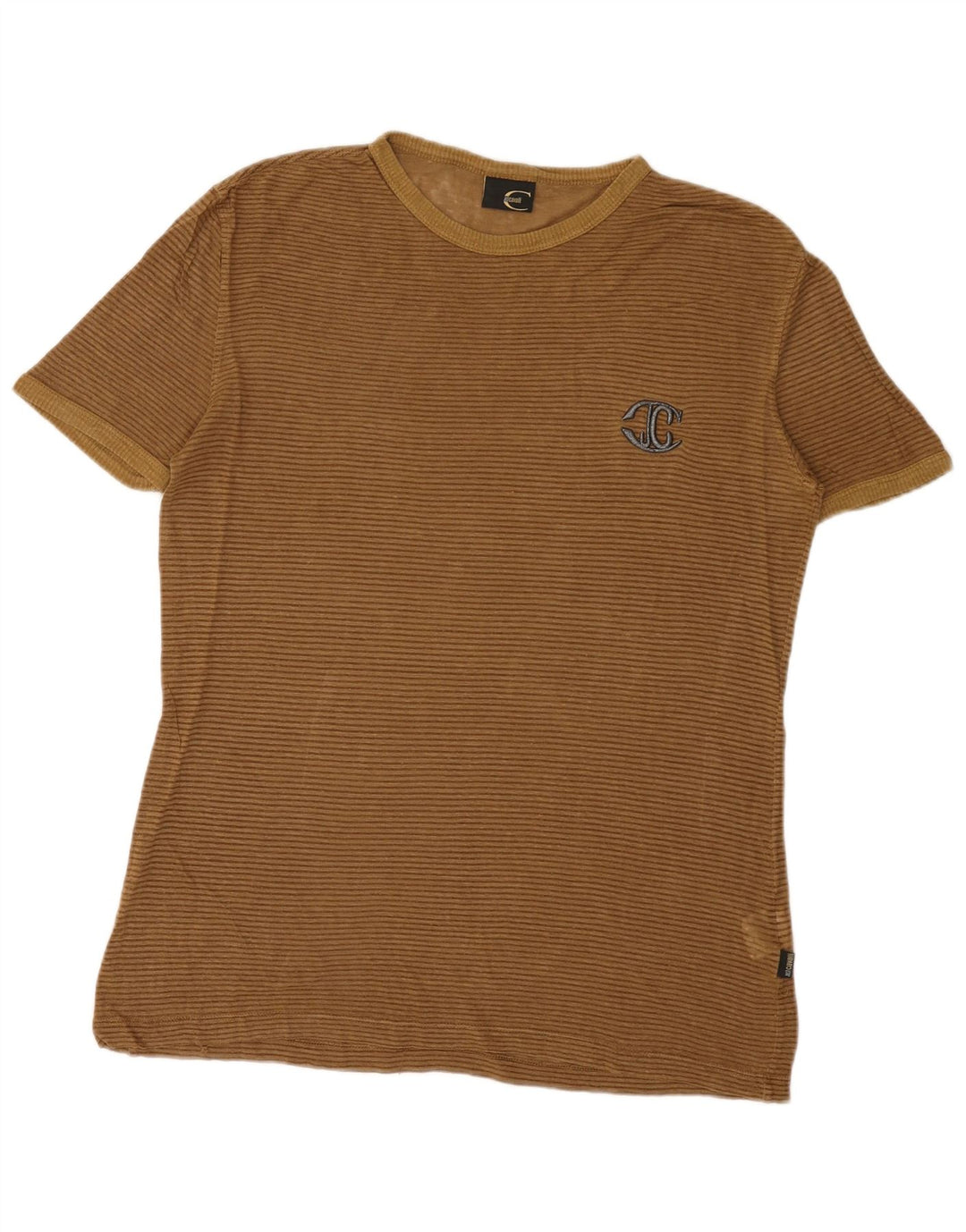 Just Cavalli Herren T-Shirt Top Mittelbraun gestreift