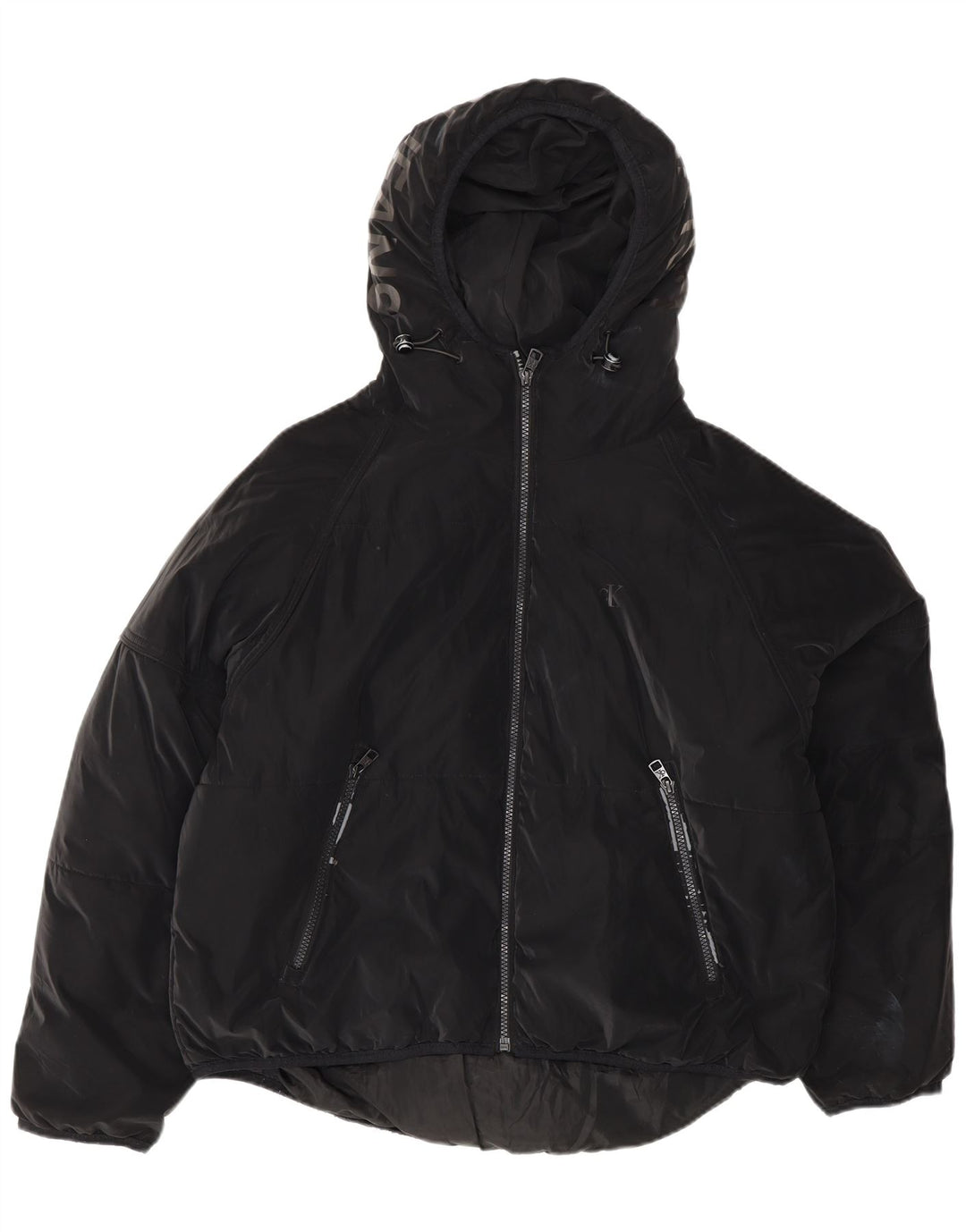 Calvin Klein Jeans Damen Übergroße Grafik-gepolsterte Jacke UK 10 Small Schwarz
