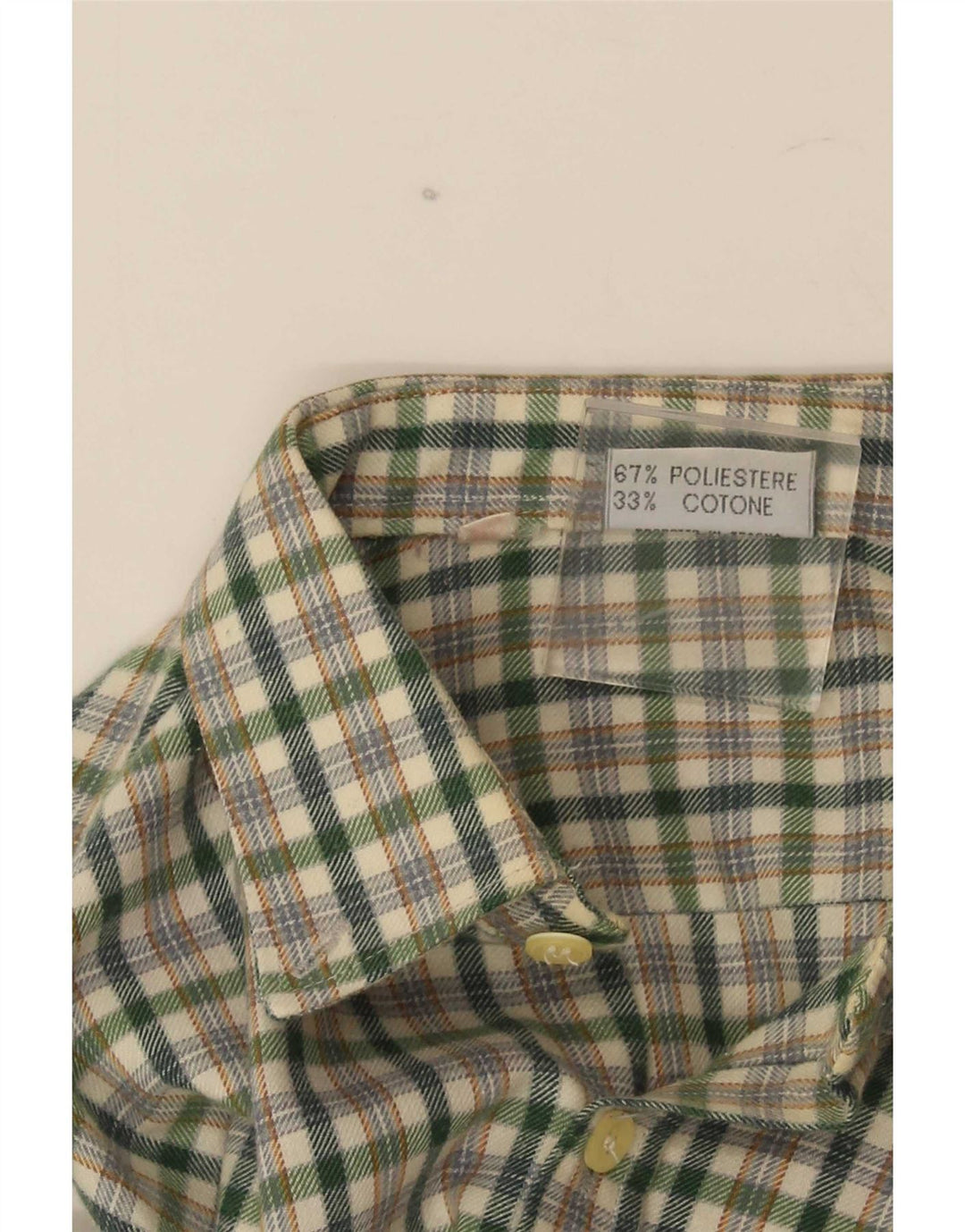 Vintage Herren-Flanellhemd, klein, grün kariert, Polyester