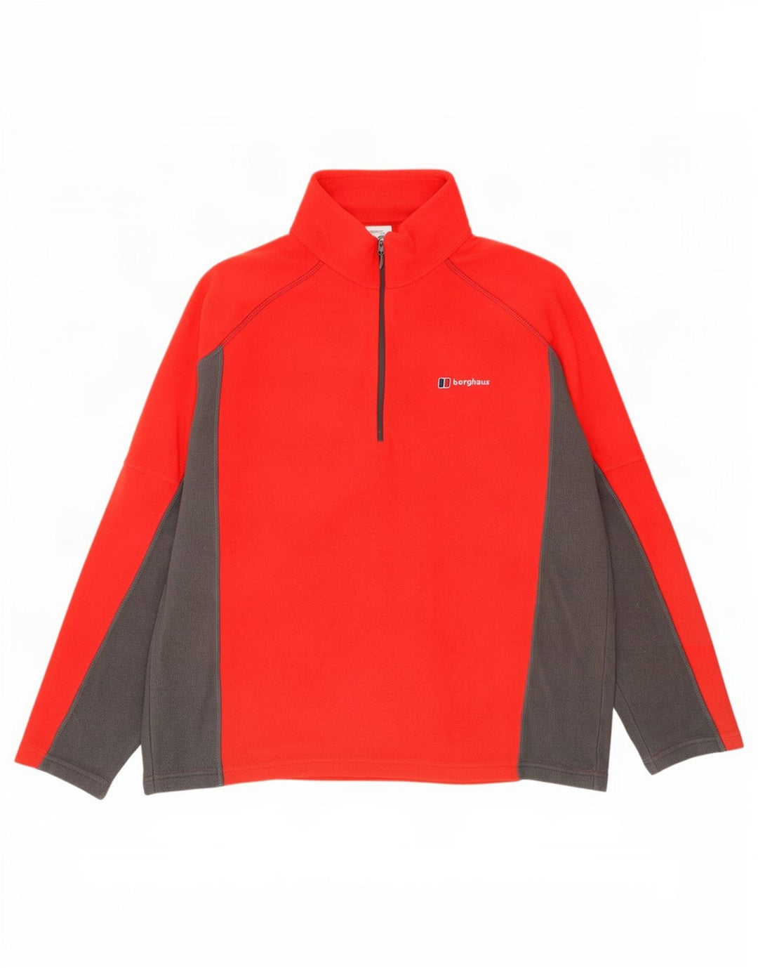 Berghaus Herren-Fleecepullover mit Reißverschluss am Hals, mittelrotes Farbblock-Polyester