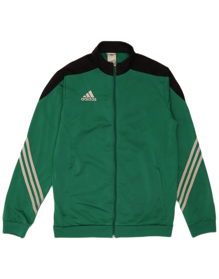 Adidas Herren-Trainingsanzugoberteil aus mittelgrünem Colourblock-Polyester