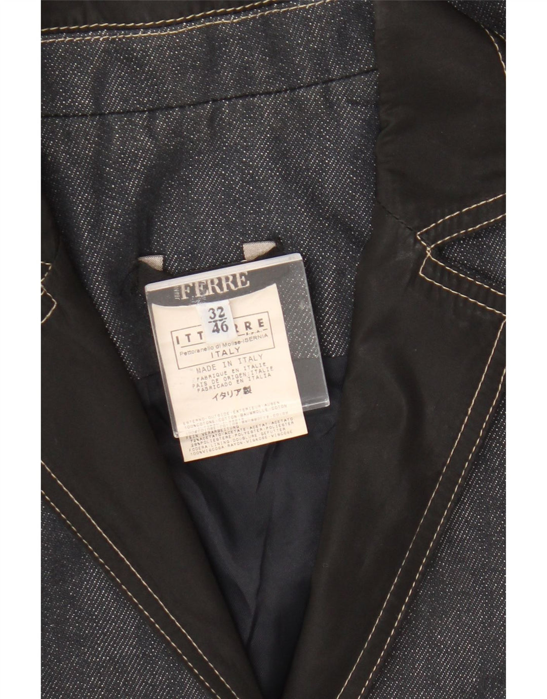 Ferre Damen-Jeansblazer mit 1 Knopf, IT 46, große marineblaue Baumwolle