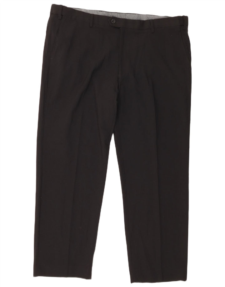 Marks & Spencer Herren-Anzughose, gerade, normal, W42, L29, Schwarz, Polyester