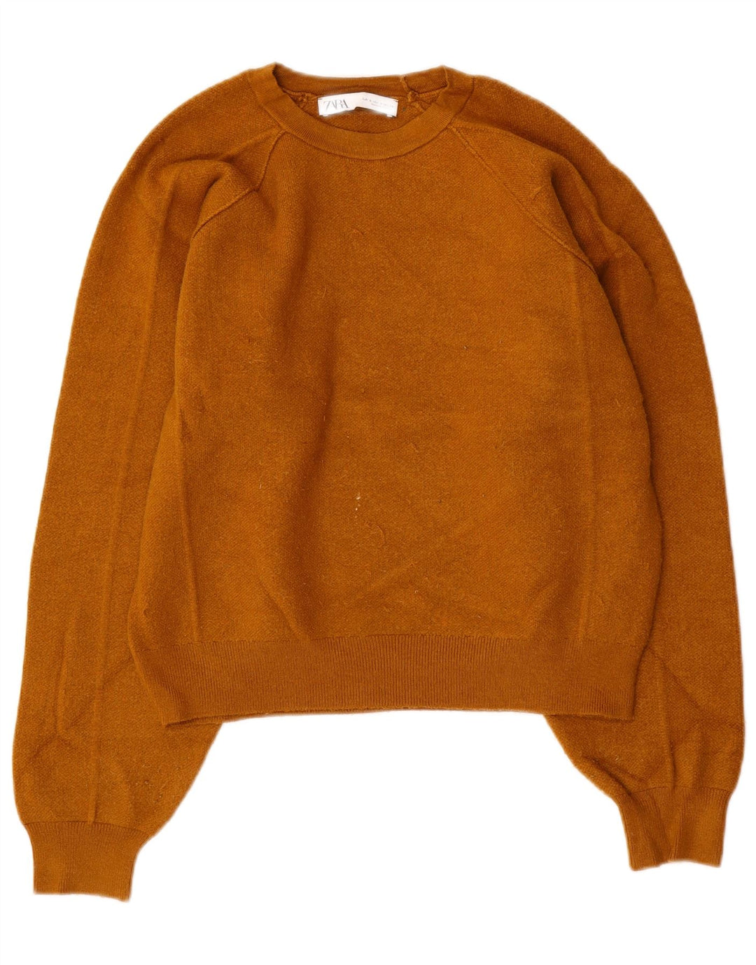 ZARA Damen Crop-Oversize-Pullover mit Rundhalsausschnitt, Gr. 10, Größe S, Braun