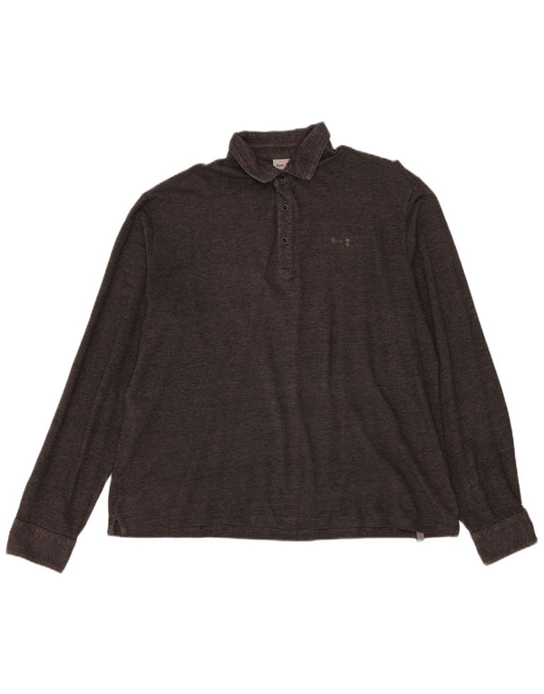 Slam Herren Langarm-Poloshirt 3XL Grau meliert