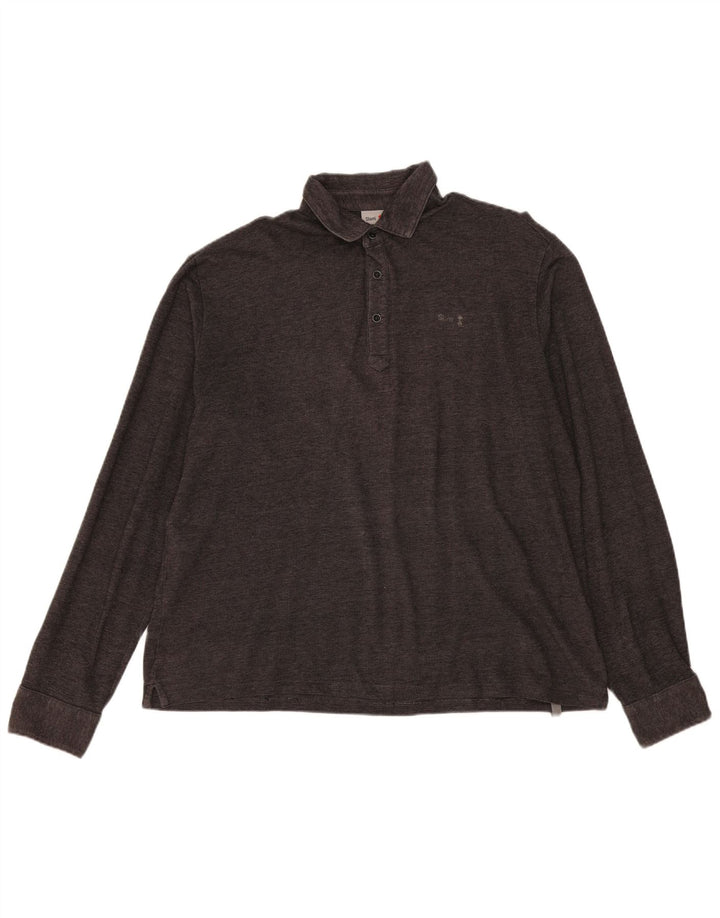 Slam Herren Langarm-Poloshirt 3XL Grau meliert