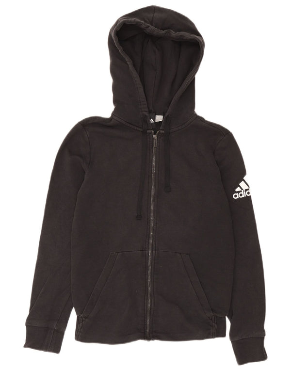 Adidas Damen Zip Hoodie Pullover UK 10 Small Schwarz