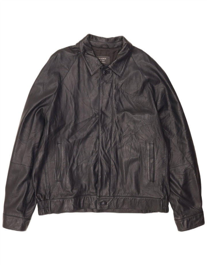 Vintage Herren Bomber Lederjacke IT 56 3XL Schwarzes Leder