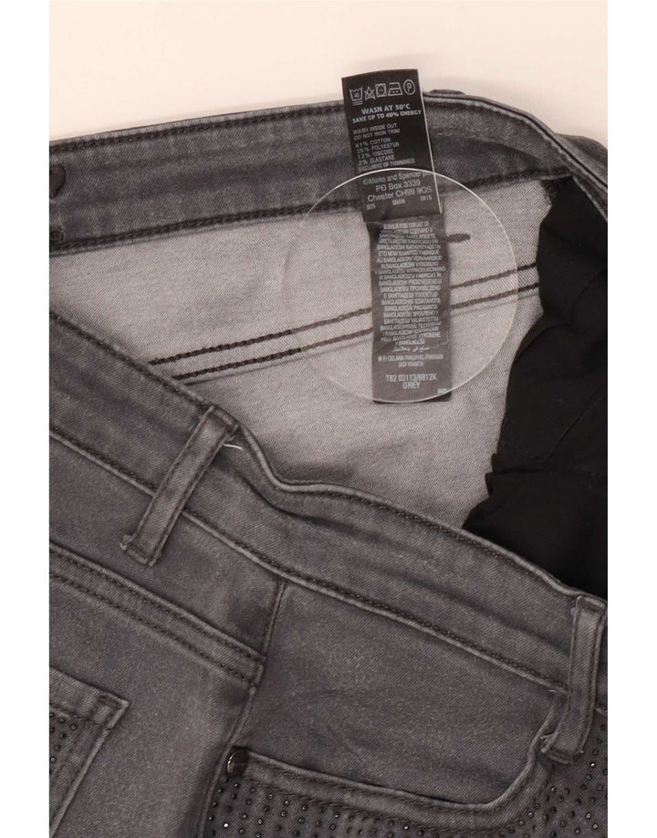 Marks & Spencer Damen Straight Jeans UK 12 Medium W30 L29 Grau Baumwolle