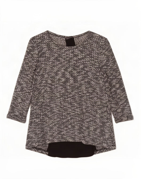 Marks & Spencer Damen-Blusenoberteil mit 3/4-Ärmeln, Gr. 8, Schwarz, gefleckt