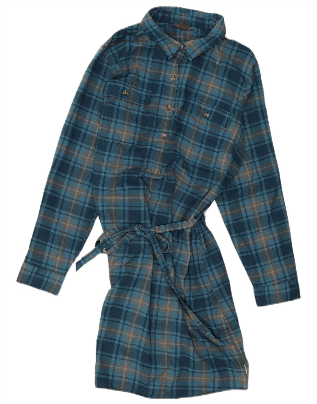 EDDIE BAUER Damen Pullover-Hemdkleid US 16 2XL Blau kariertes Polyester