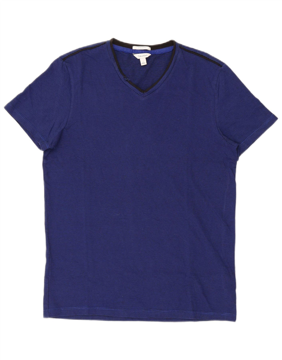 Calvin Klein Herren-T-Shirt mit kurzen Ärmeln, normal, klein, Marineblau gestreift