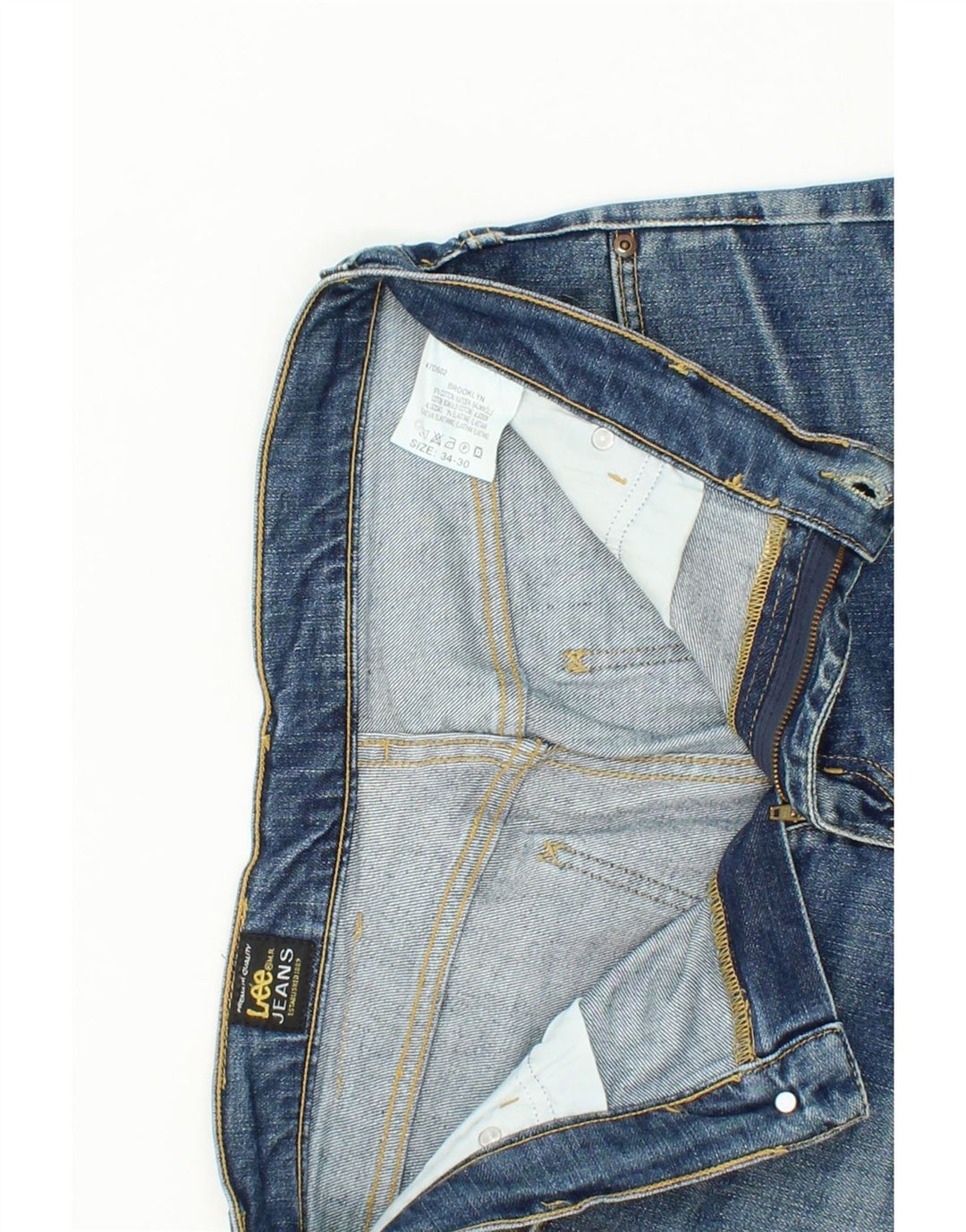 LEE Damen Straight Jeans W34 L30 Blaue Baumwolle