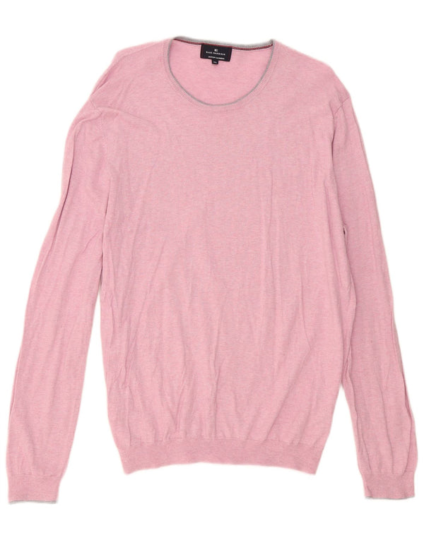 Marks & Spencer Herren Blauer Harbor-Pullover mit U-Boot-Ausschnitt, XL, Rosa, Baumwolle