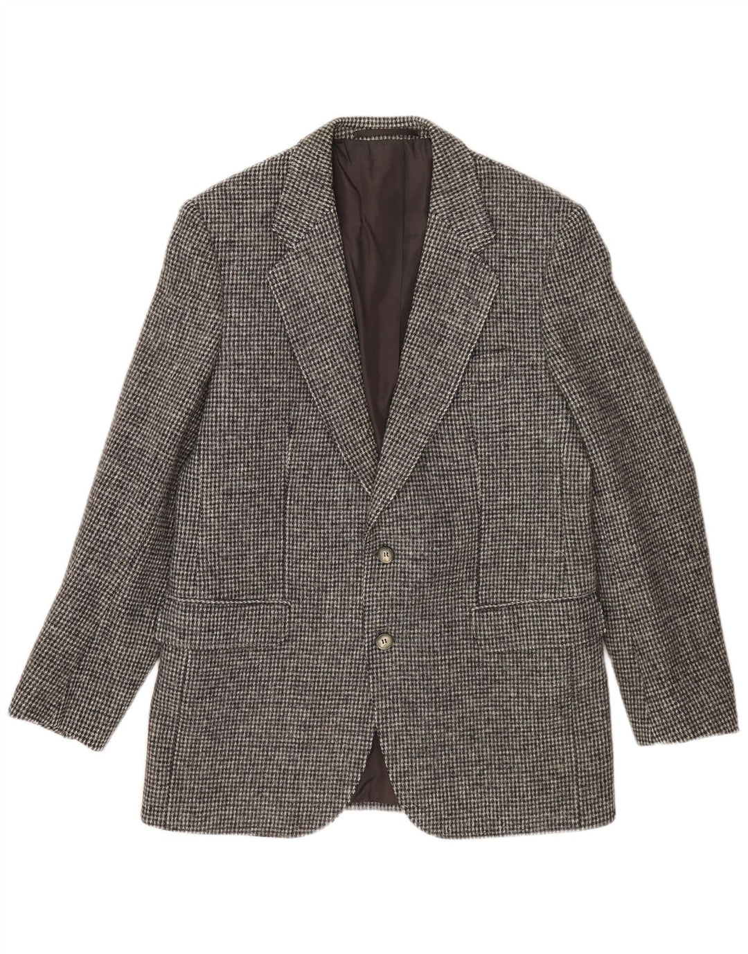 Harris Tweed Herren-Blazer mit 2 Knöpfen, UK 38, Mittelgrau kariert