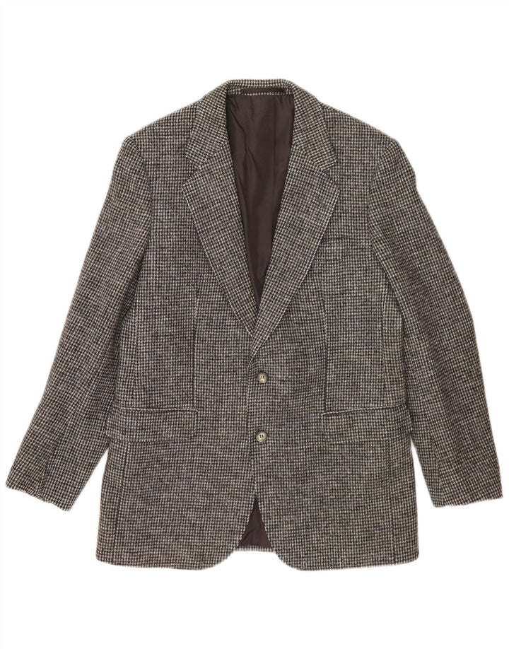 Harris Tweed Herren-Blazer mit 2 Knöpfen, UK 38, Mittelgrau kariert