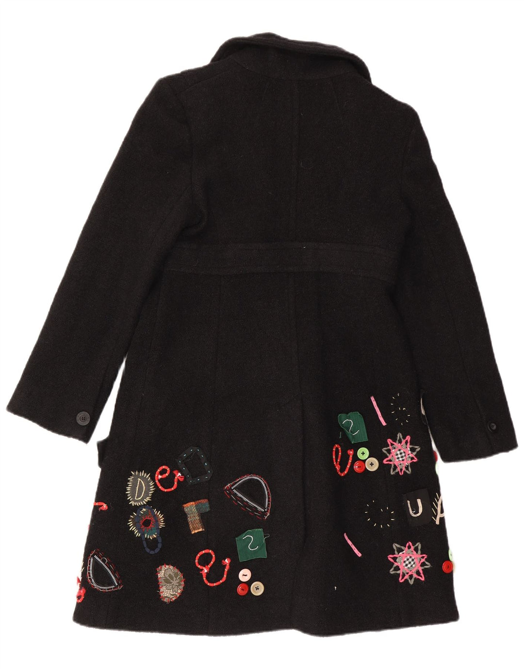 Desigual Damen-Mantel mit abstraktem Muster, EU 40, Mittelschwarz
