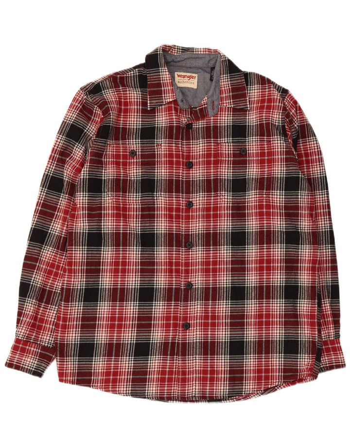 Wrangler Herren-Flanellhemd, mittelrot, kariert, Baumwolle