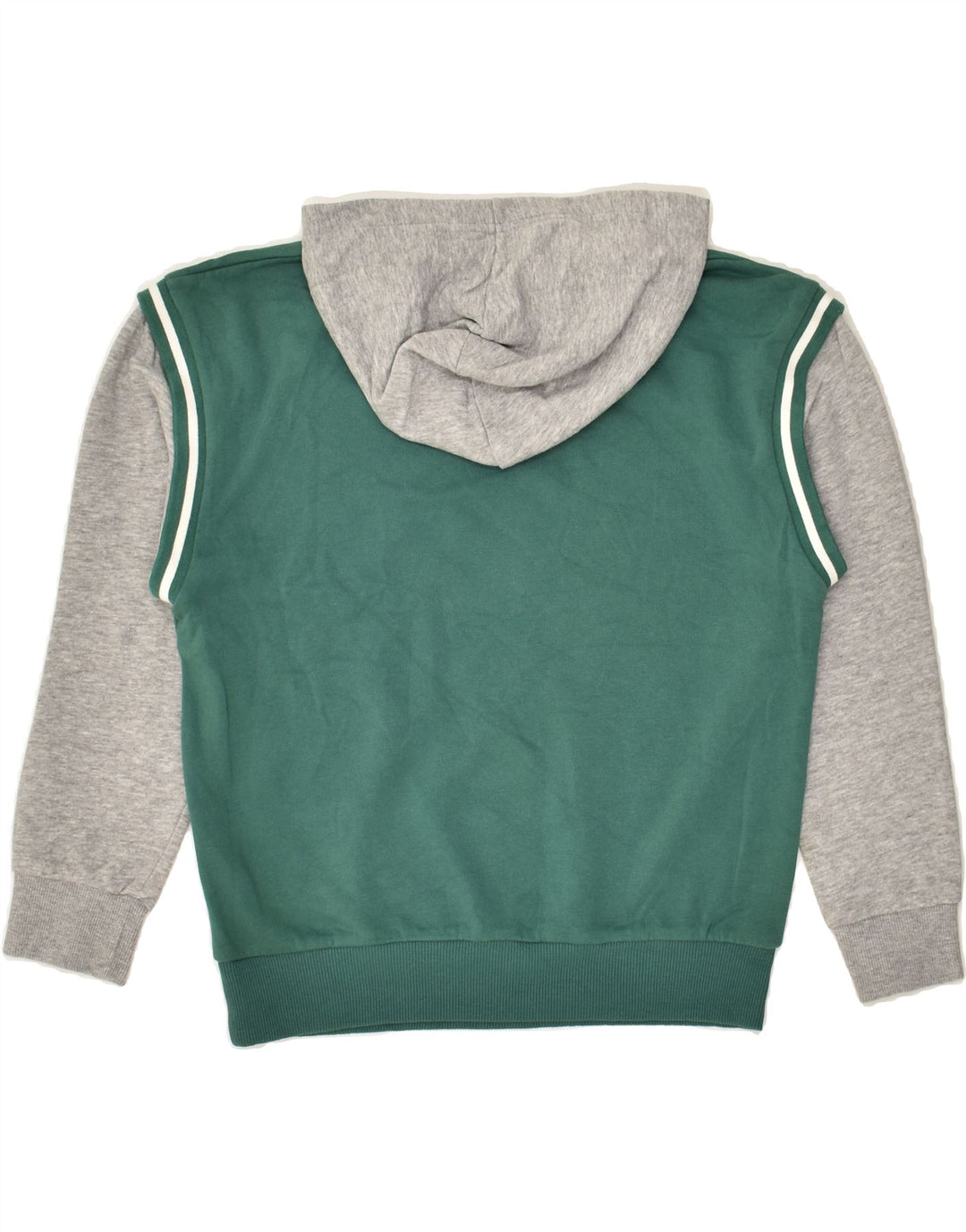 BENETTON Boys Graphic Hoodie Jumper 10-11 Years XL Green Colourblock | Vintage Benetton | Thrift | Second-Hand Benetton | Used Clothing | Messina Hembry 