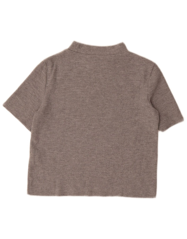 Zara Damen Crop T-Shirt Top UK 12 Mittelgrau