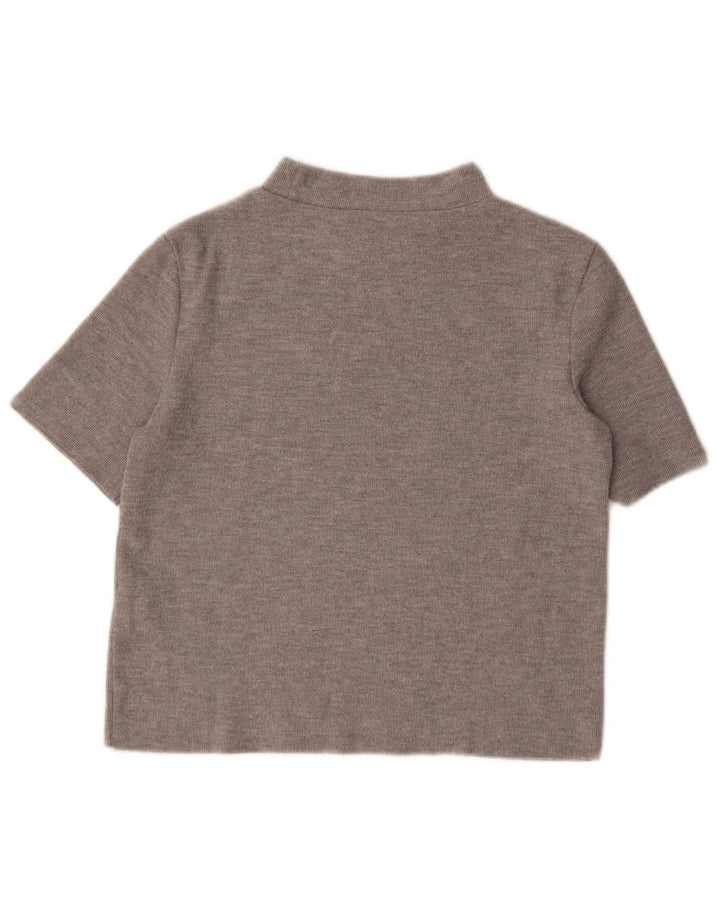 Zara Damen Crop T-Shirt Top UK 12 Mittelgrau