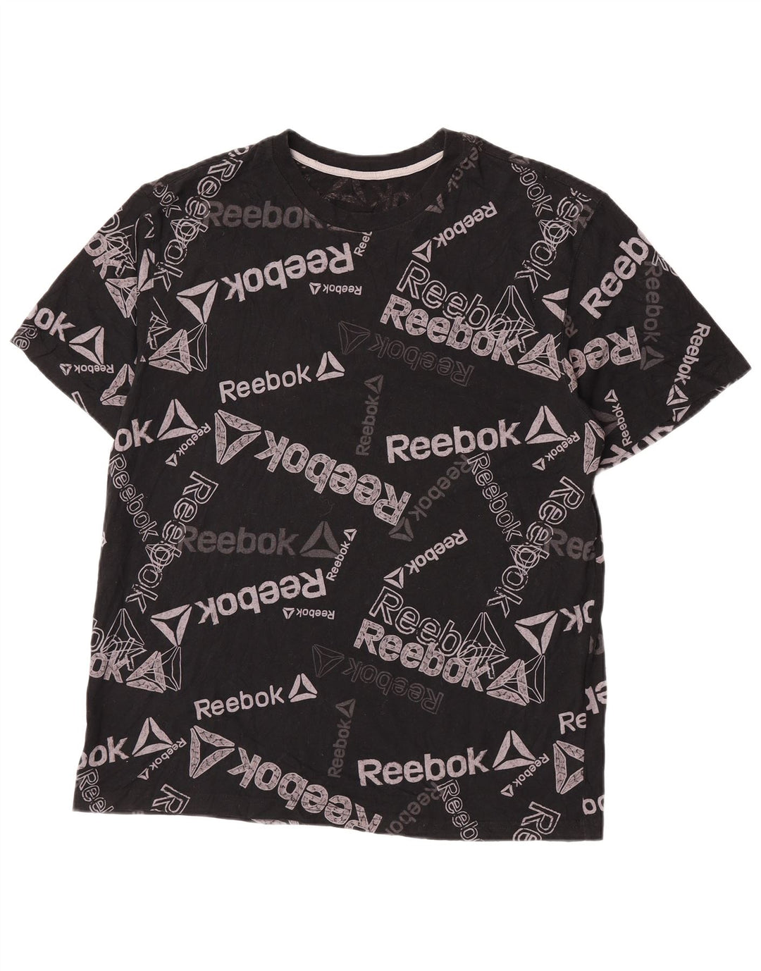 Reebok Herren Graphic T-Shirt Top Large Schwarz Baumwolle