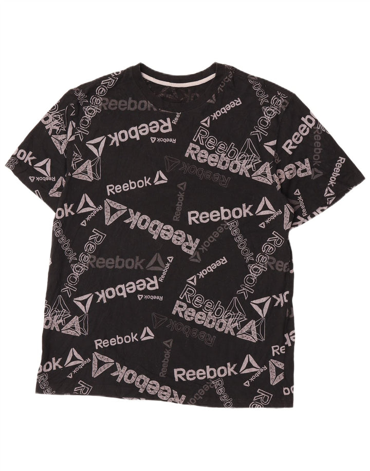 Reebok Herren Graphic T-Shirt Top Large Schwarz Baumwolle