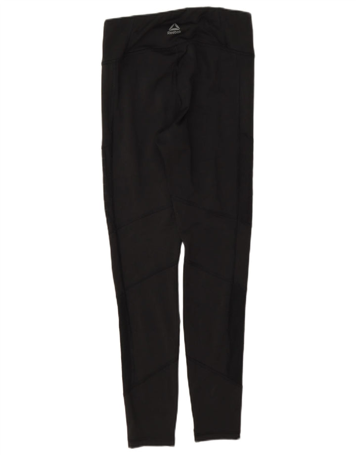 Reebok Damen Leggings UK 8/10 Small Schwarz Polyester