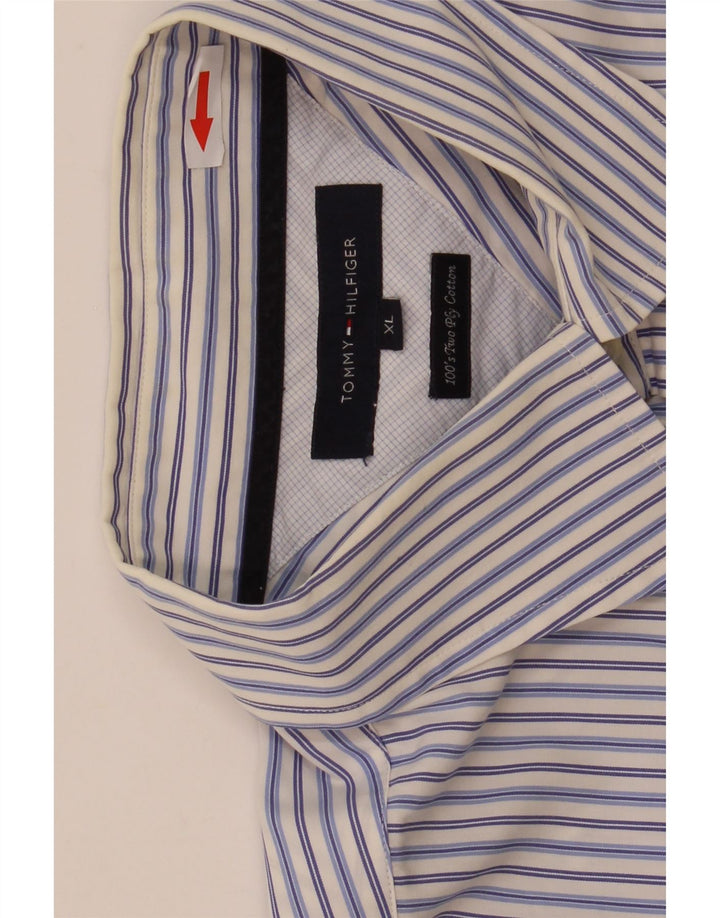 Tommy Hilfiger Herrenhemd XL blau gestreift aus Baumwolle