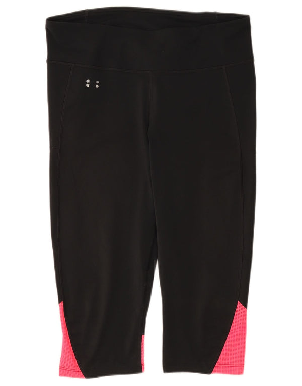 UNDER ARMOUR Damen Capri-Leggings UK 14 Large Schwarz Colourblock